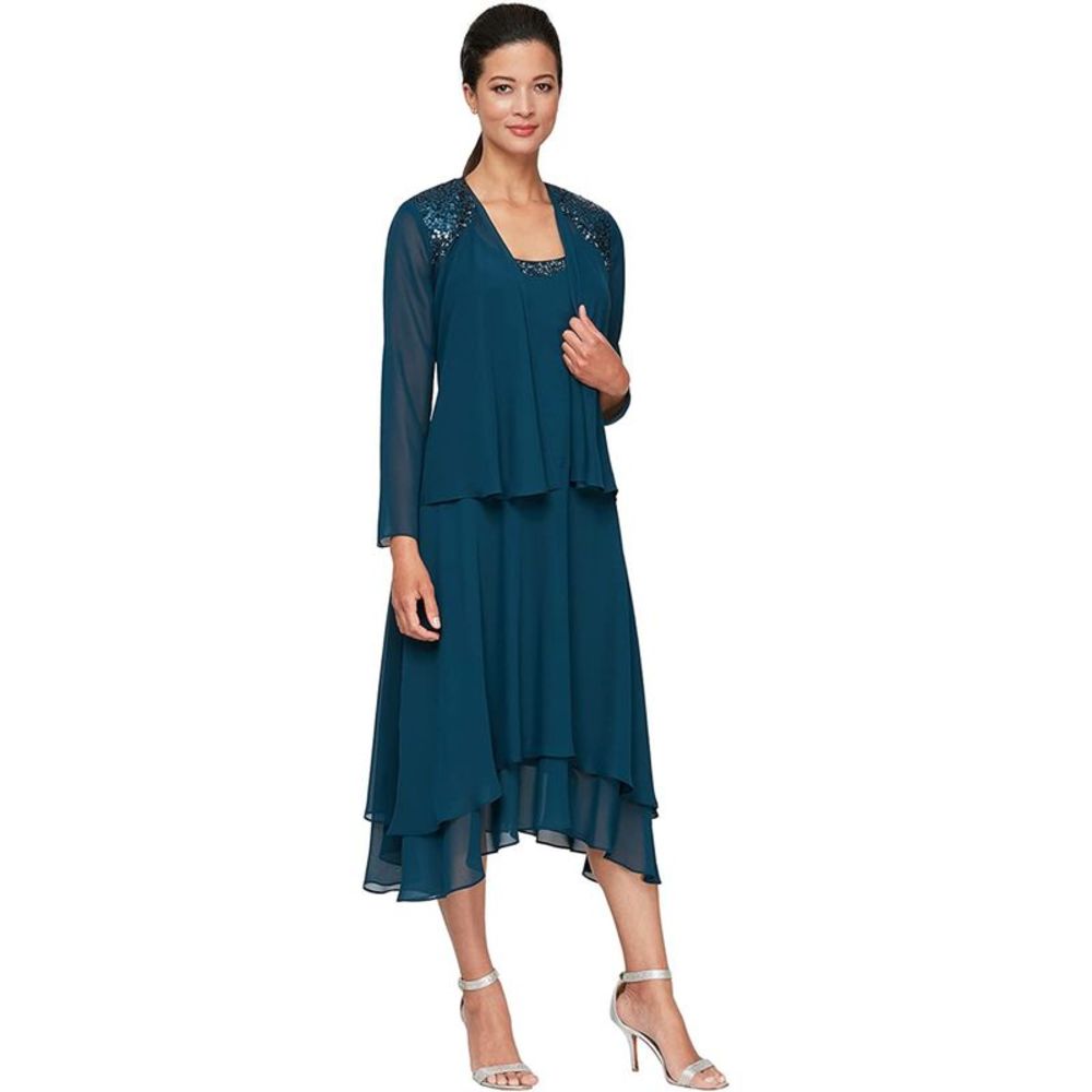 SLNY Womens Teal Shoulder Pads Unlined Long Sleeve Open Front Cardigan 14